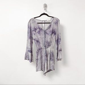 Runway Story Boutique Boho Gypsy Chic Retro‎ Tie Dye Romper Purple Small